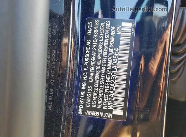 WP1AA2A23GLA04564 2016 PORSCHE CAYENNE Black Вид наклейки з VIN-кодом