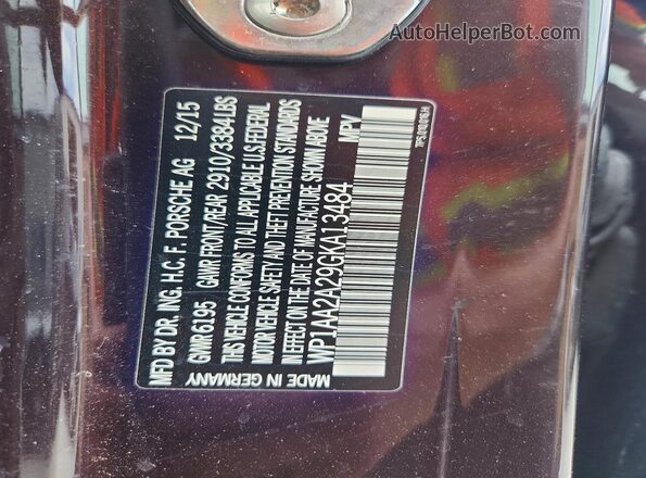 WP1AA2A29GKA13484 2016 PORSCHE CAYENNE Burgundy Widok wnętrza 360 stopni