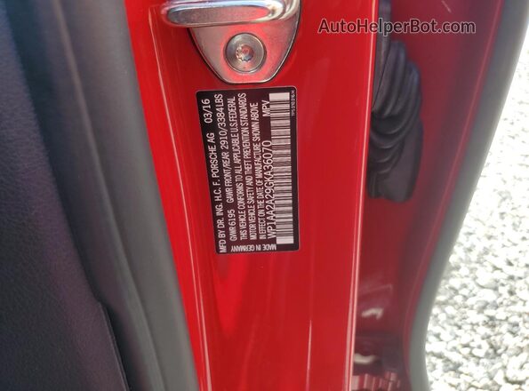 WP1AA2A29GKA36070 2016 PORSCHE CAYENNE Red Շարժիչի բաժամունքի տեսք
