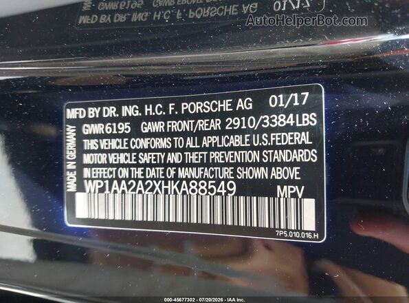 WP1AA2A2XHKA88549 2017 PORSCHE CAYENNE Черный Вид подкапотного пространства