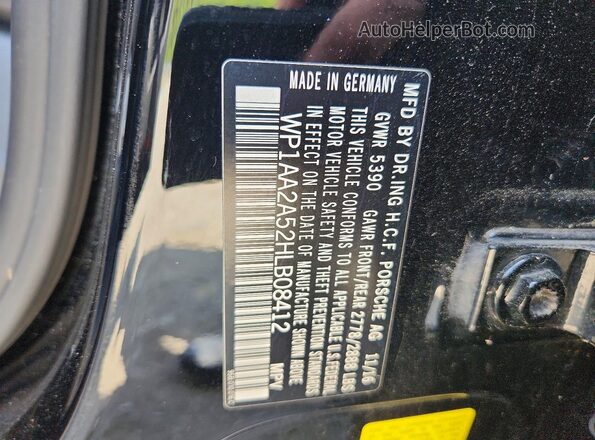 WP1AA2A52HLB08412 2017 PORSCHE MACAN Черный Вид наклейки с VIN-кодом