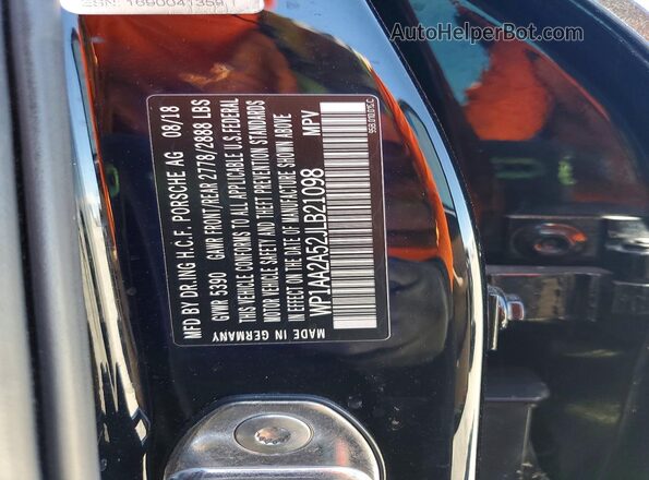 WP1AA2A52JLB21098 2018 PORSCHE MACAN Black Widok naklejki z numerem VIN