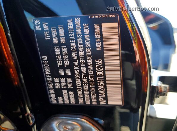 WP1AA2A54TLB02765 2026 PORSCHE MACAN Black VIN կոդի պիտակի տեսք
