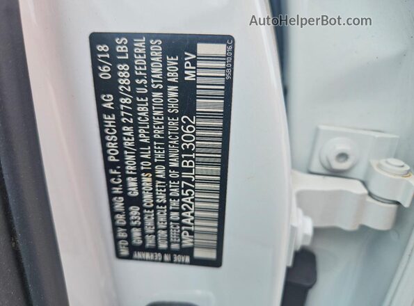 WP1AA2A57JLB13062 2018 PORSCHE MACAN White VIN sticker view