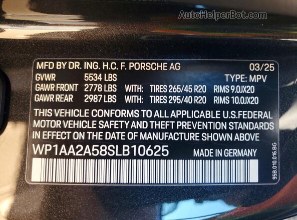 WP1AA2A58SLB10625 2025 PORSCHE MACAN Gray Սալոնի 360 աստիճան տեսք