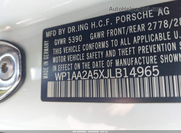 WP1AA2A5XJLB14965 2018 PORSCHE MACAN Белый Вид подкапотного пространства