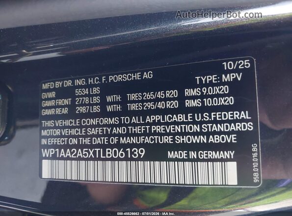 WP1AA2A5XTLB06139 2026 PORSCHE MACAN Gray Widok komory silnika