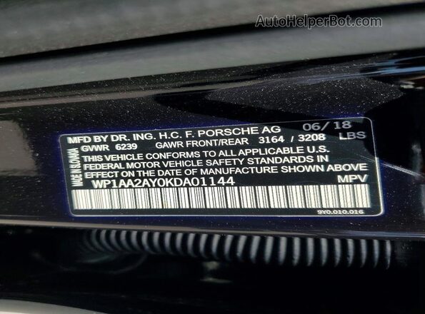 WP1AA2AY0KDA01144 2019 PORSCHE CAYENNE Black VIN կոդի պիտակի տեսք