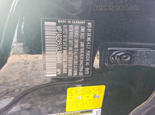 WP1AB2A50GLB48449 2016 PORSCHE MACAN Black Widok komory silnika