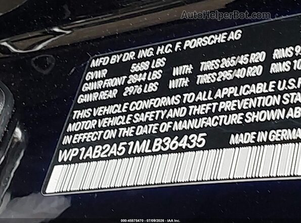 WP1AB2A51MLB36435 2021 PORSCHE MACAN Черный Вид подкапотного пространства