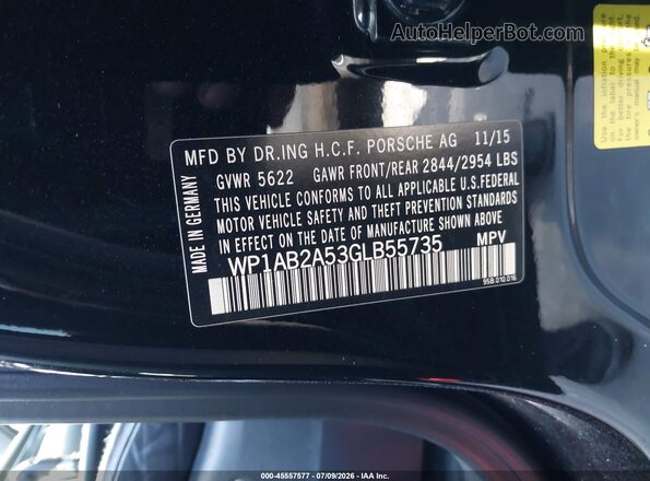 WP1AB2A53GLB55735 2016 PORSCHE MACAN Black ძრავის განყოფილების ხედი