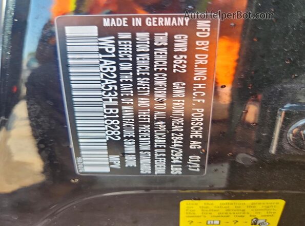 WP1AB2A53HLB18282 2017 PORSCHE MACAN Black VIN კოდის სტიკერის ხედი