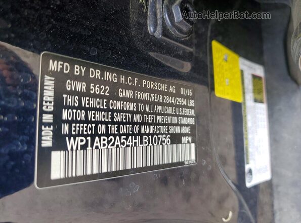 WP1AB2A54HLB10756 2017 PORSCHE MACAN Blue Vista de la etiqueta del VIN