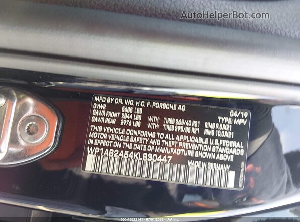 WP1AB2A54KLB30447 2019 PORSCHE MACAN Черный Вид подкапотного пространства
