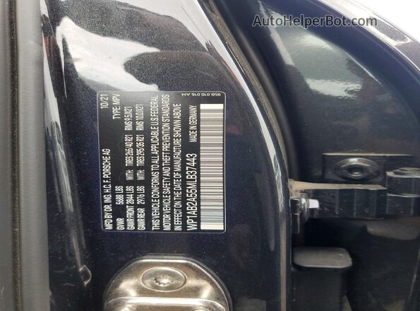 WP1AB2A55MLB37443 2021 PORSCHE MACAN Gray Вид наклейки з VIN-кодом