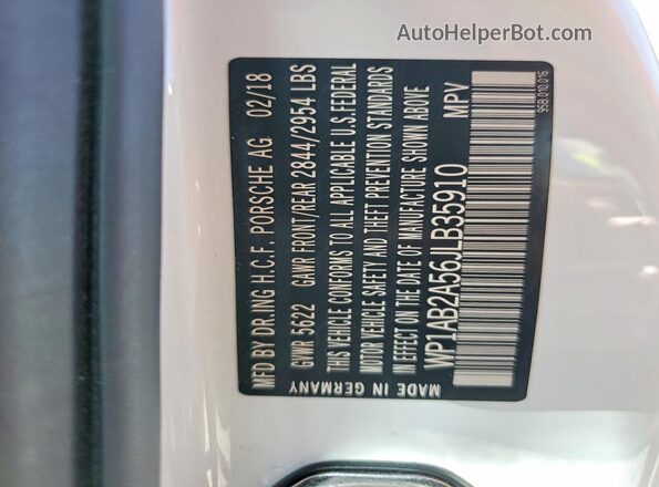 WP1AB2A56JLB35910 2018 PORSCHE MACAN White 360 interior view