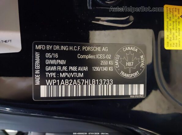 WP1AB2A57HLB13733 2017 PORSCHE MACAN Black Вид підкапотного простору