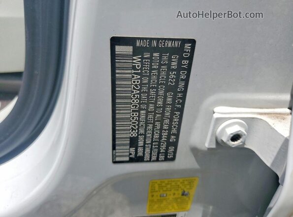 WP1AB2A58GLB50238 2016 PORSCHE MACAN White Widok wnętrza 360 stopni