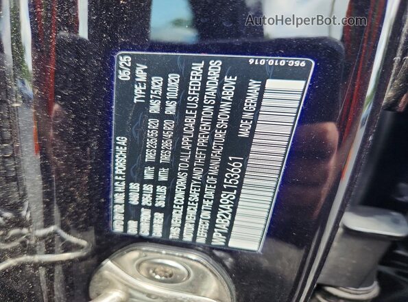 WP1AB2XA9SL153661 2025 PORSCHE MACAN Black VIN կոդի պիտակի տեսք
