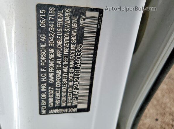 WP1AF2A21GLA40335 2016 PORSCHE CAYENNE White Widok komory silnika