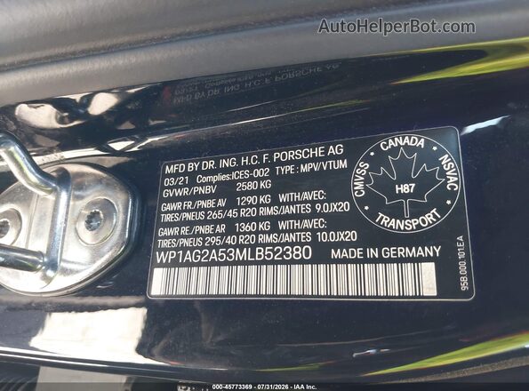 WP1AG2A53MLB52380 2021 PORSCHE MACAN Black Widok komory silnika