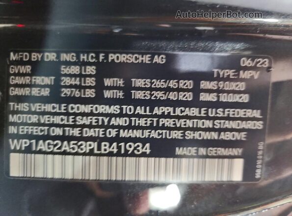 WP1AG2A53PLB41934 2023 PORSCHE MACAN Gray Շարժիչի բաժամունքի տեսք