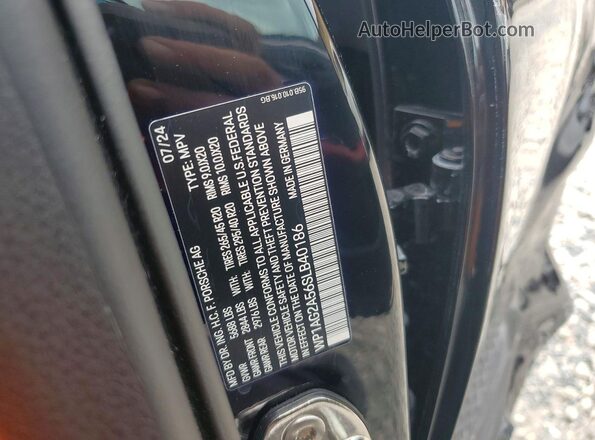 WP1AG2A56SLB40186 2025 PORSCHE MACAN Black VIN sticker view