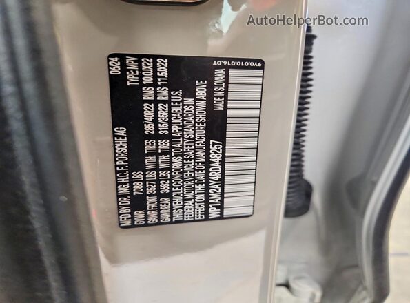 WP1AM2AY4RDA48257 2024 PORSCHE CAYENNE Gray VIN կոդի պիտակի տեսք