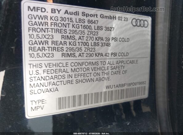 WU1ARBF18PD019682 2023 AUDI RS Q8 Black Вид підкапотного простору