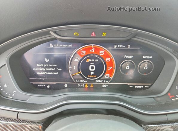 WUABWCF56KA901644 2019 AUDI RS5 Gray Սարքավորումների վահանակի տեսք