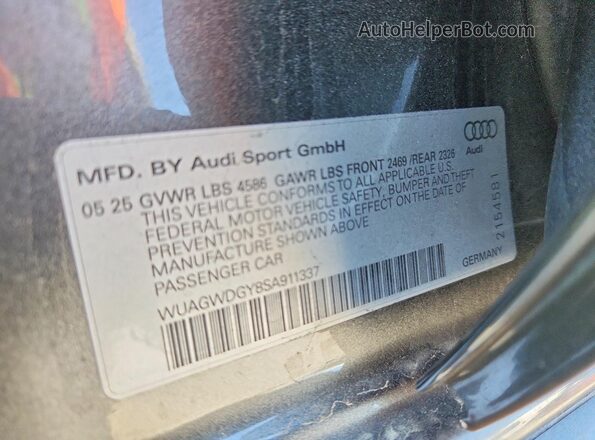 WUAGWDGY8SA911337 2025 AUDI RS3 Gray Widok komory silnika