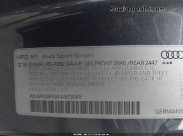 WUAPWAF5XKA903049 2019 AUDI RS5 Gray Engine compartment view