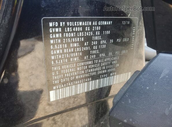 WVGAV7AX7HK021496 2017 VOLKSWAGEN TIGUAN Black VIN კოდის სტიკერის ხედი