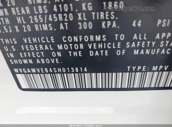 WVGAWVEB4SH013814 2025 VOLKSWAGEN ID. BUZZ White ძრავის განყოფილების ხედი