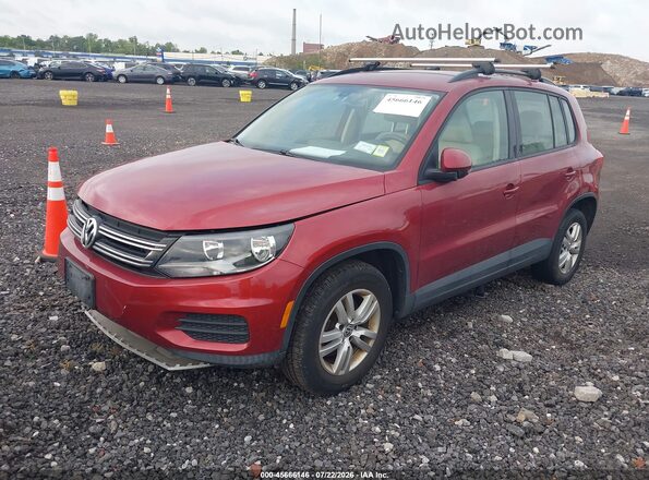 WVGBV7AX8GW073442 2016 VOLKSWAGEN TIGUAN Red წინა მარცხენა ხედი სამი მეოთხედიდან