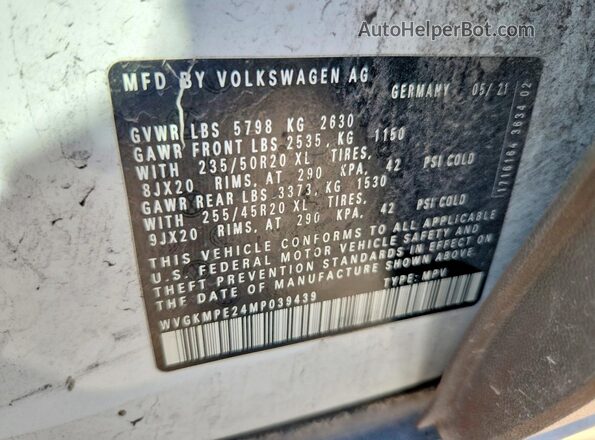 WVGKMPE24MP039439 2021 VOLKSWAGEN ID.4 White Vista interior de 360 grados