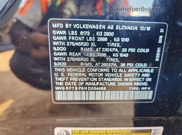 WVGRF7BP8HD004466 2017 VOLKSWAGEN TIGUAN Black Панорамний вид салону 360°