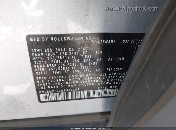 WVGRMPE22MP023383 2021 VOLKSWAGEN ID.4 Серый Вид подкапотного пространства