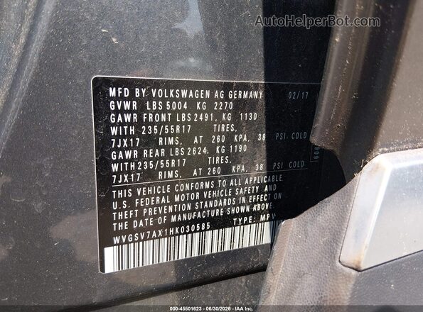 WVGSV7AX1HK030585 2017 VOLKSWAGEN TIGUAN Gray Engine compartment view