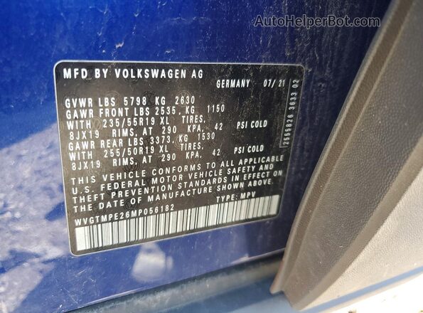 WVGTMPE26MP056182 2021 VOLKSWAGEN ID.4 Blue Շարժիչի բաժամունքի տեսք