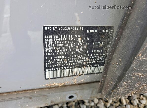 WVGTMPE27NP074353 2022 VOLKSWAGEN ID.4 Серый Панорамный вид салона 360°