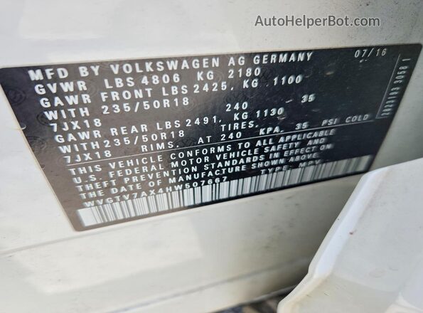 WVGTV7AX4HW507667 2017 VOLKSWAGEN TIGUAN White სალონის 360-გრადუსიანი ხედი