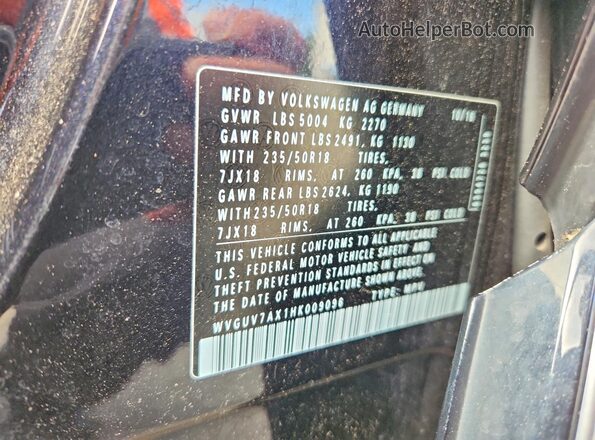 WVGUV7AX1HK009096 2017 VOLKSWAGEN TIGUAN Black Widok naklejki z numerem VIN