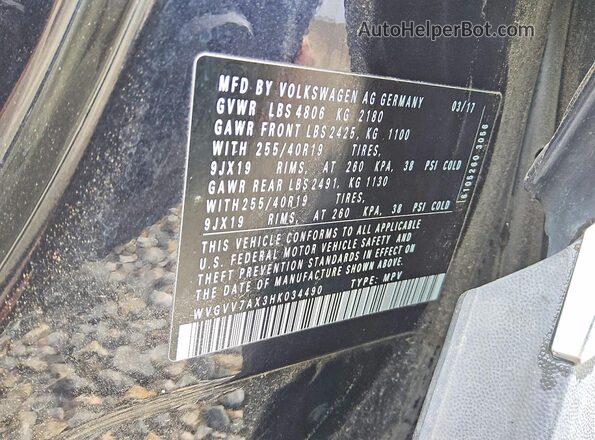 WVGVV7AX3HK034490 2017 VOLKSWAGEN TIGUAN Black Widok naklejki z numerem VIN