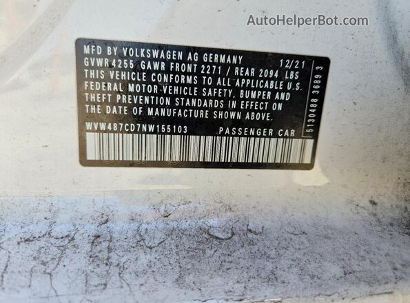 WVW487CD7NW155103 2022 VOLKSWAGEN GTI White Engine compartment view