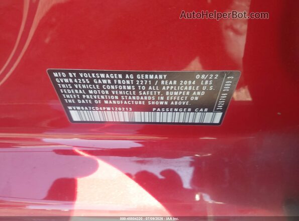 WVW6A7CD4PW120213 2023 VOLKSWAGEN GOLF Red Widok komory silnika