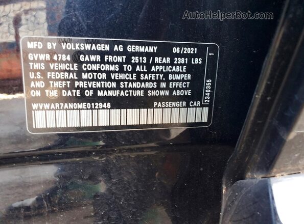 WVWAR7AN0ME012946 2021 VOLKSWAGEN ARTEON Black Շարժիչի բաժամունքի տեսք