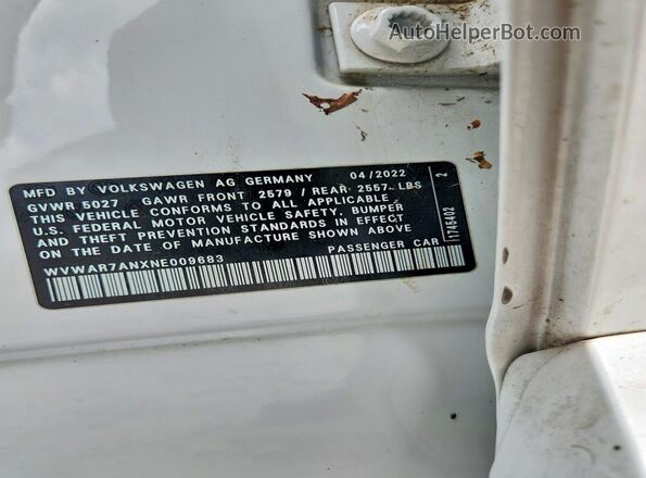 WVWAR7ANXNE009683 2022 VOLKSWAGEN ARTEON White Engine compartment view