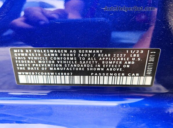 WVWEB7CD8RW149807 2024 VOLKSWAGEN GOLF Blue Engine compartment view
