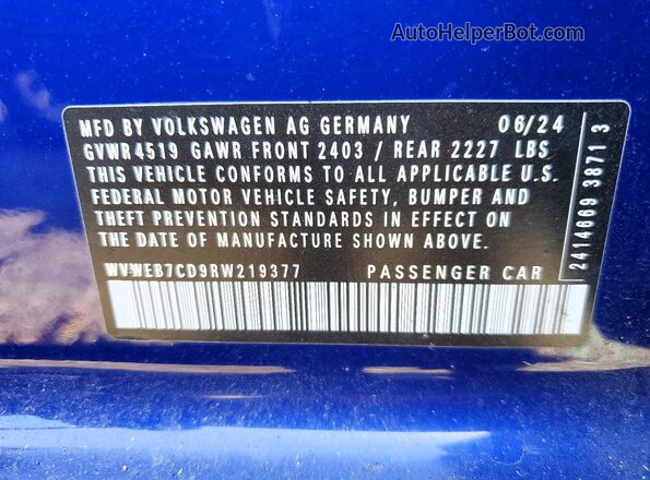 WVWEB7CD9RW219377 2024 VOLKSWAGEN GOLF Blue Widok komory silnika